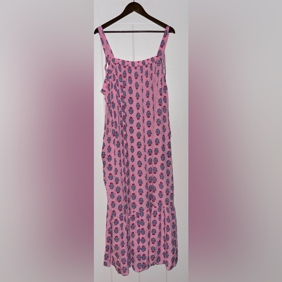 NEW‎ Old Navy Pink Square Neck Tie-Back Cutout Floral Maxi Swing Size 3X Dress - Picture 1 of 10